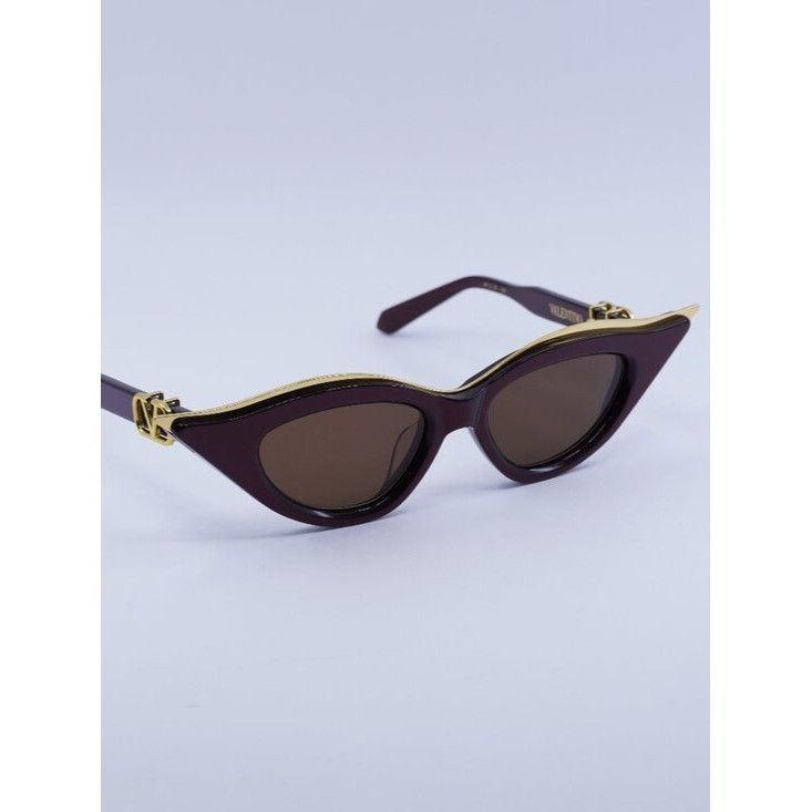 Valentino V-GOLDCUT-II VLS-114B Sunglasses Bordeaux Cat Eye Frame, Brown Lenses Valentino NEW VALENTINO V-GOLDCUT VLS-114B BORDEAUX CAT EYE  main image 3