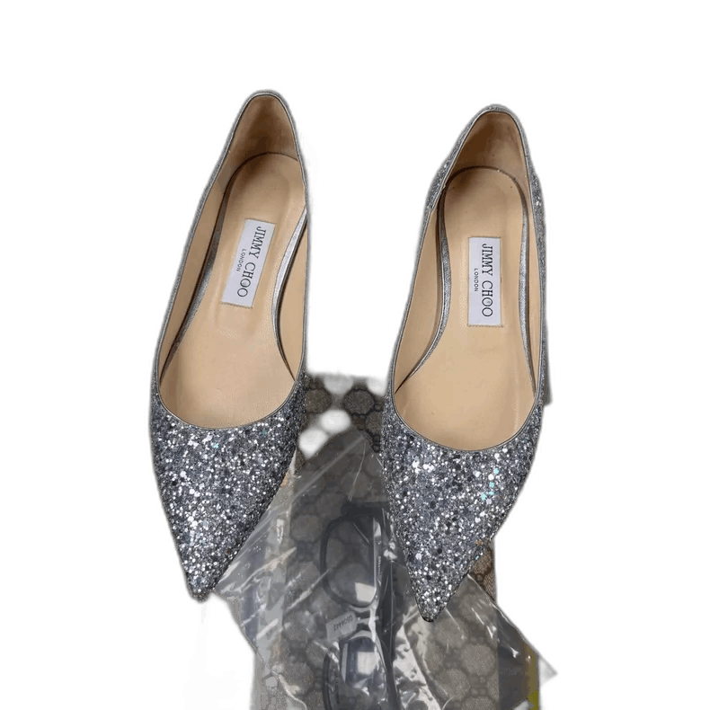 Jimmy Choo Silver Glitter High Heels by Jimmy Choo Size US 7 / IT 37 - 1 Thumbnail