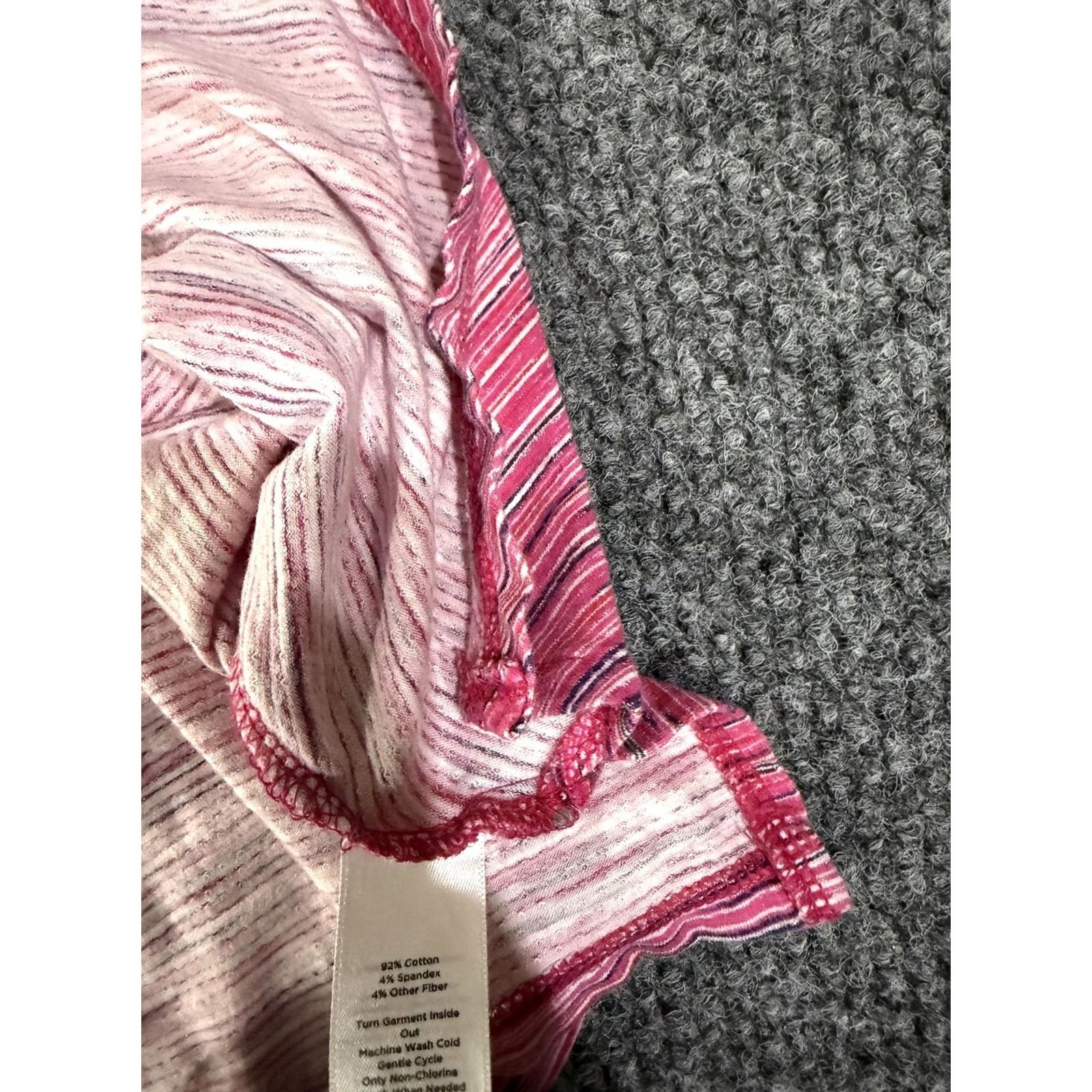 Talbots T by Talbots Shirt Womens Large Pink Striped V-Neck Bell Sleeve Tunic Top Size L / US 10 / IT 46 - 5 Thumbnail