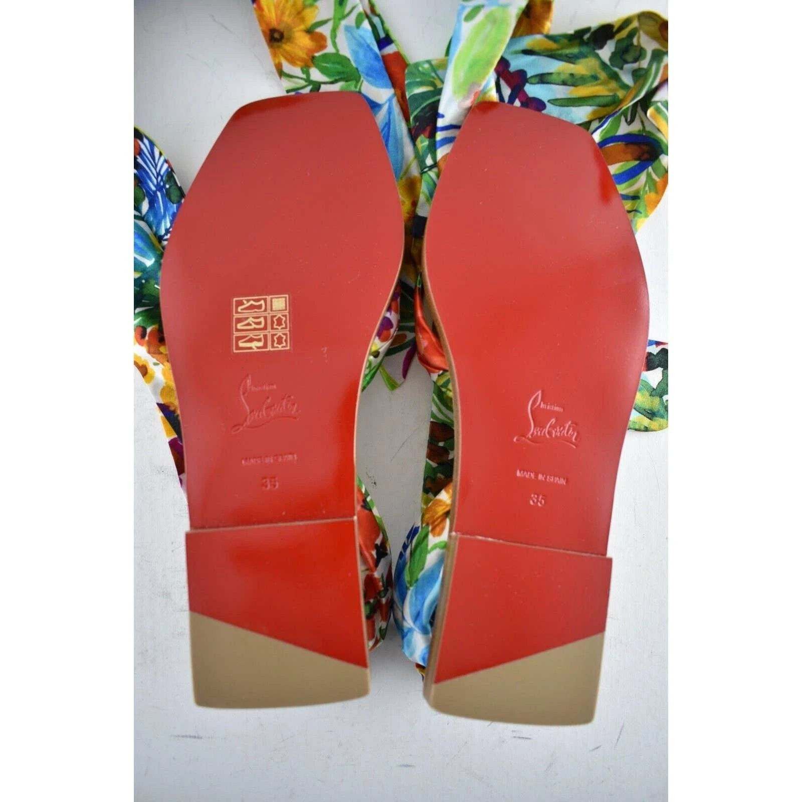 Christian Louboutin Christian Louboutin Niloofar Flat Satin Lace Up Tie Floral Size US 5 / IT 35 - 12 Thumbnail