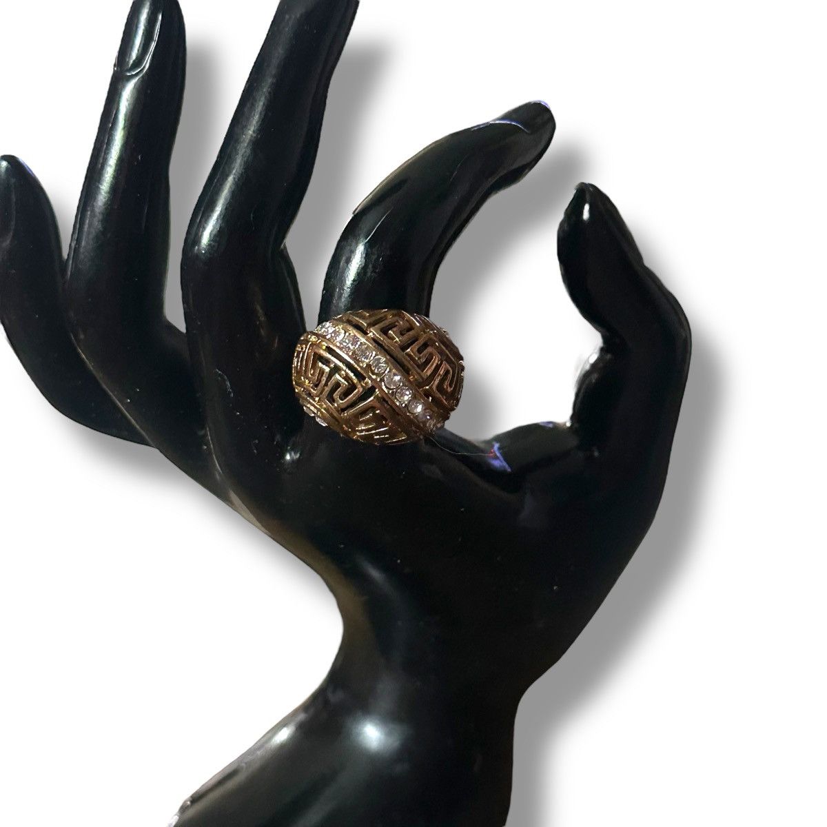 Other Gold tone filigree rhinestone accent dome ring Size ONE SIZE - 3 Thumbnail