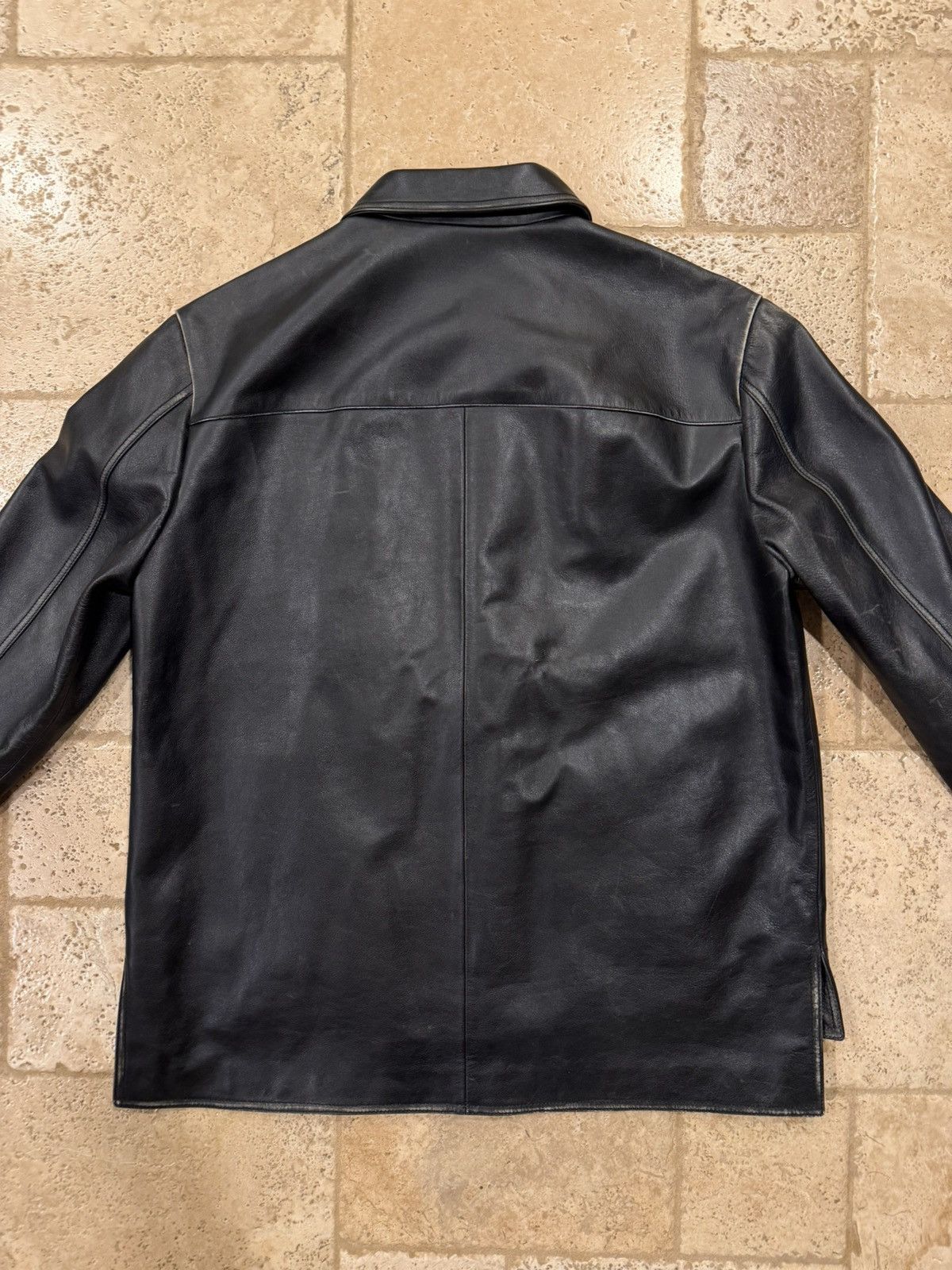 Loewe Loewe SS24 Black Aged Calfskin Leather Anagram Logo Jacket Size US L / EU 52-54 / 3 - 14 Thumbnail