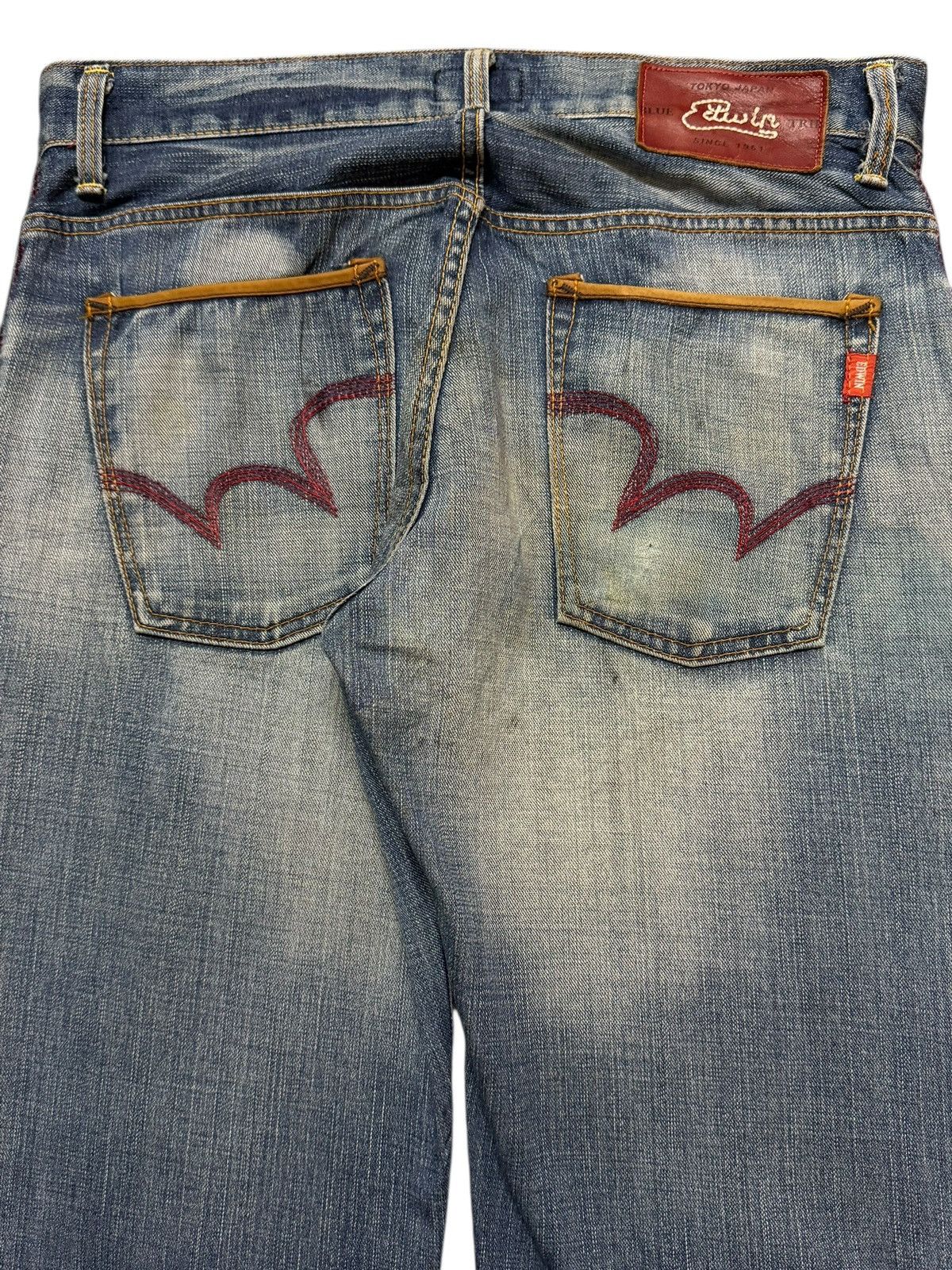 Edwin Vintage 90s Japan Edwin Blue Trip Faded Wash Wide Leg Baggy Size US 34 / EU 50 - 5 Thumbnail