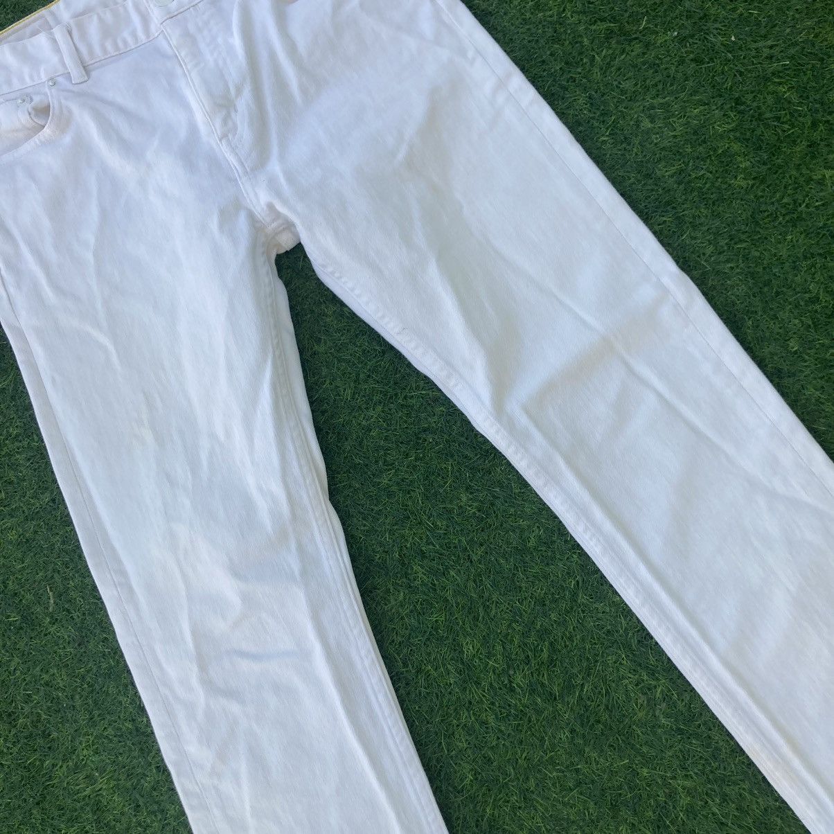 Designer LOUIS VUITTON ALL WHITE SLIM STRETCH JEANS Size 29" - 4 Thumbnail