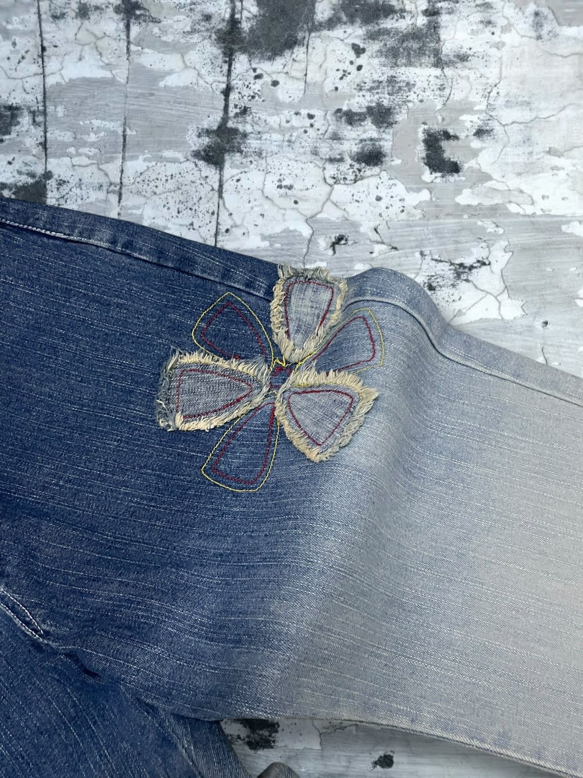 Japanese Brand Vintage 90s Japan Designer Design Flower Flared Summer Denim Size US 26 / EU 42 - 9 Thumbnail