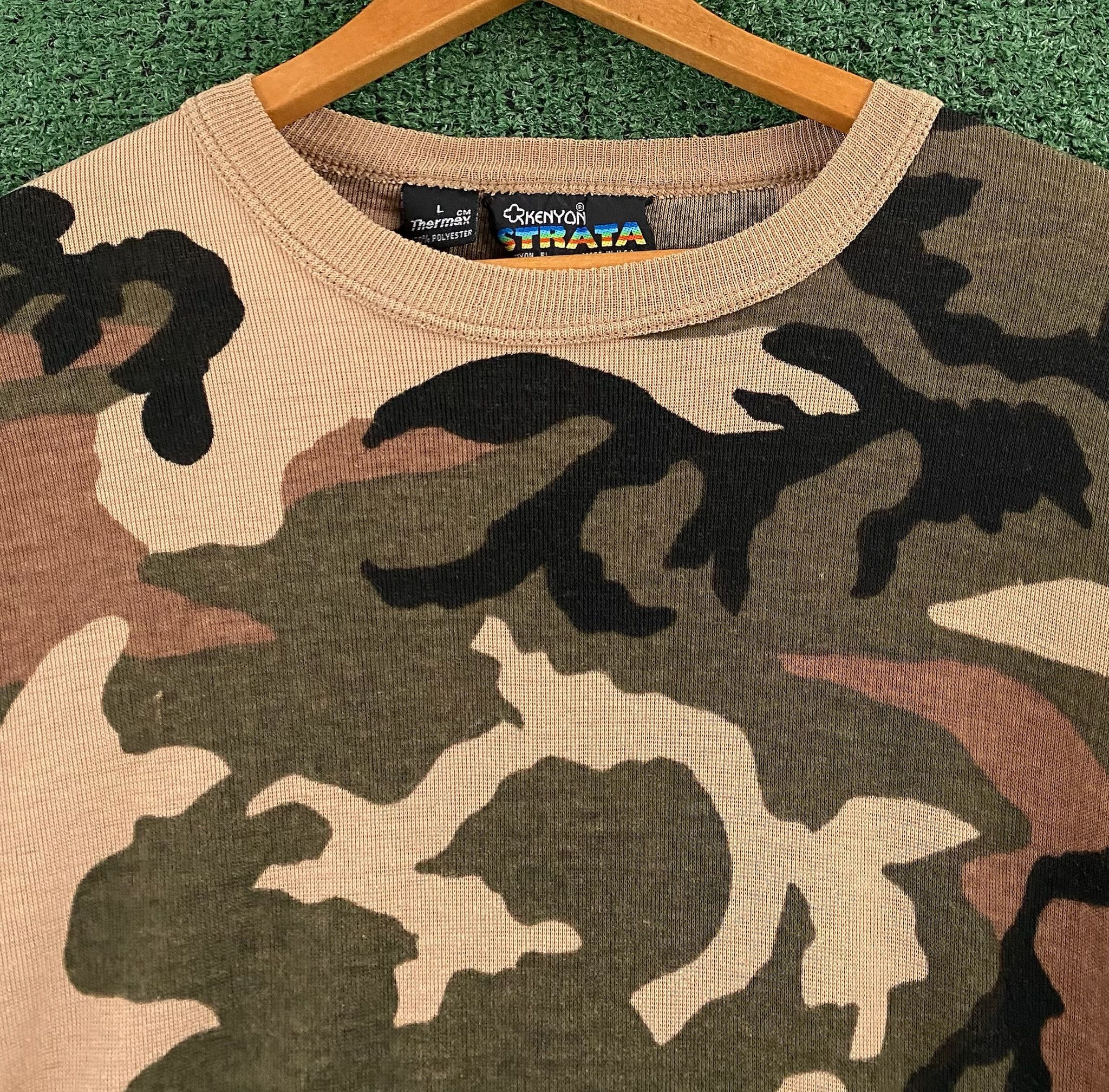 Vintage 80’s Kenyon Camouflage Thermal Long Sleeve Shirt Medium Size US M / EU 48-50 / 2 - 2 Thumbnail