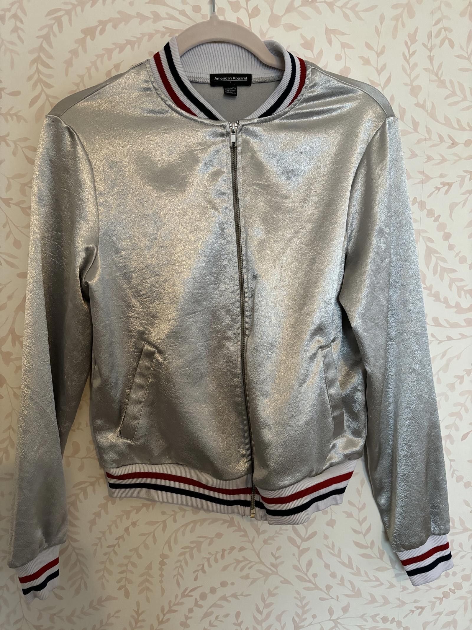 American Apparel Y2K Unisex American Apparel Silver Metallic Bomber Jacket Size S / US 4 / IT 40 - 4 Thumbnail