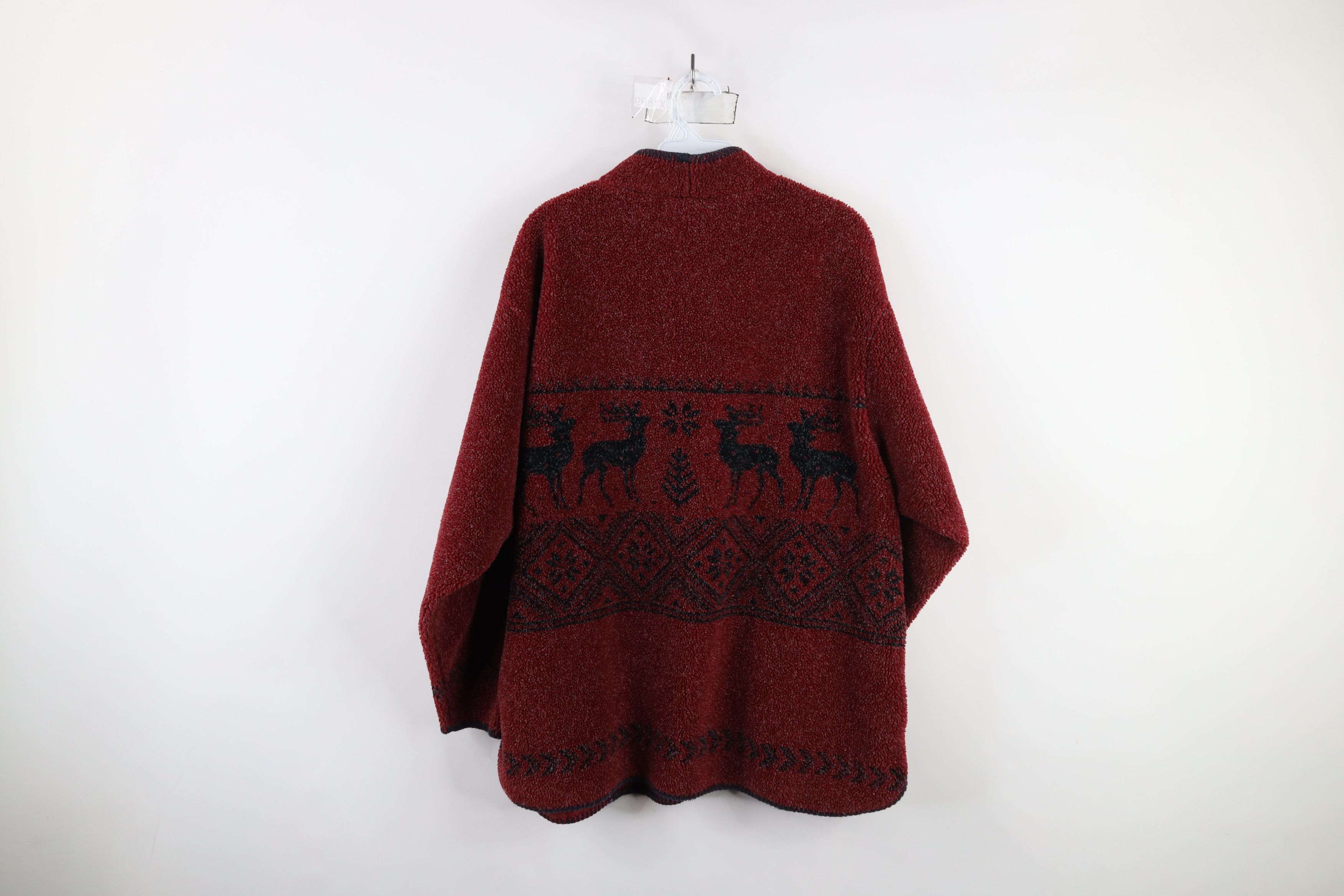 Vintage Vintage 90s Streetwear Fleece Reindeer Snowflake Sweater Size XXL / US 16-18 / IT 52-54 - 10 Thumbnail
