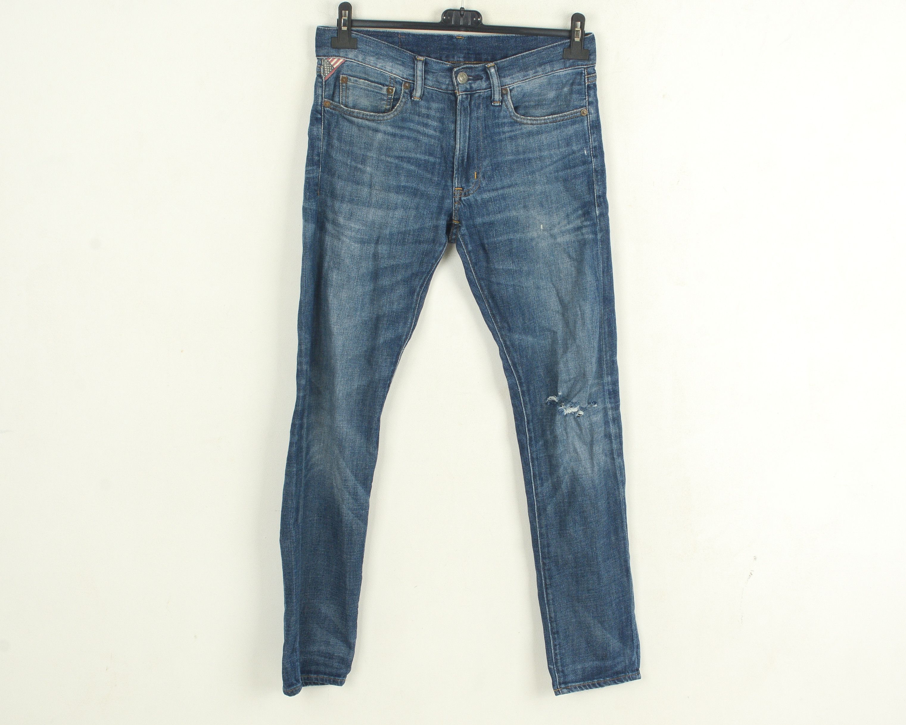 RRL Ralph Lauren DS Graham Skinny stretch distressed W29 L32 y2k jeans pants Size US 29 - 1 Thumbnail