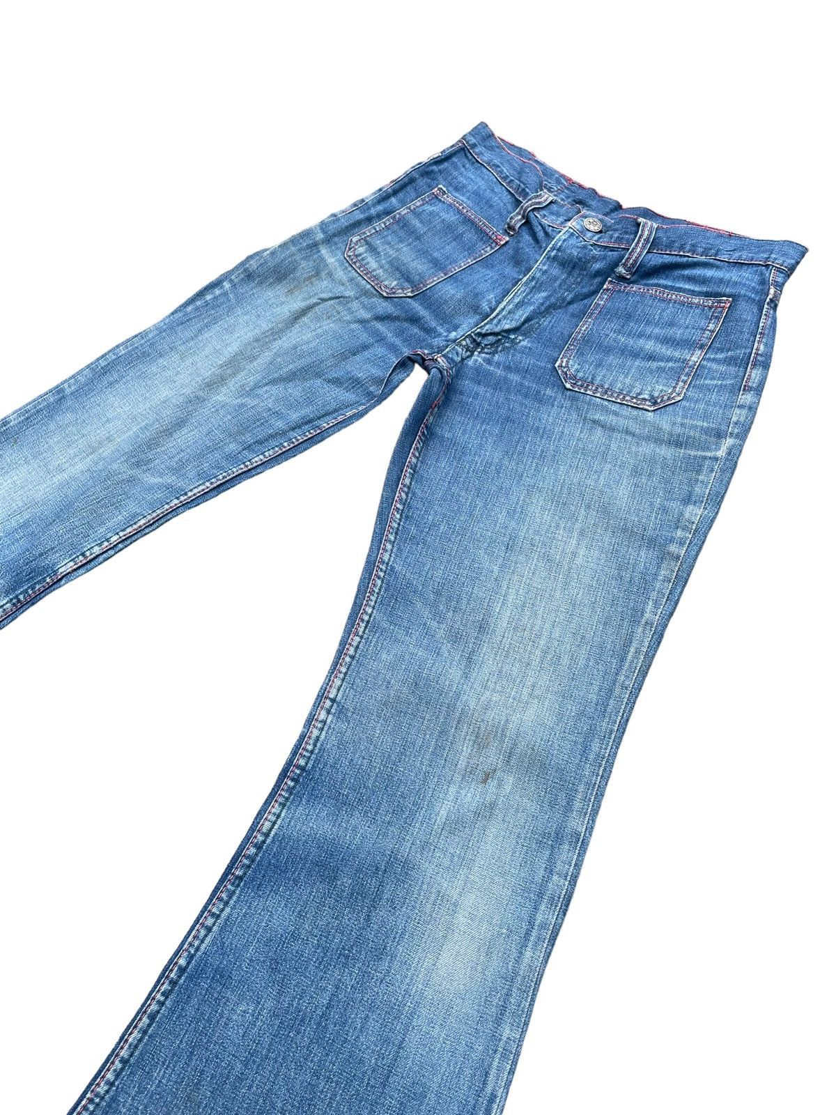 Japanese Brand Vintage Flare Jeans East Faded Denim Size 29" - 2 Thumbnail