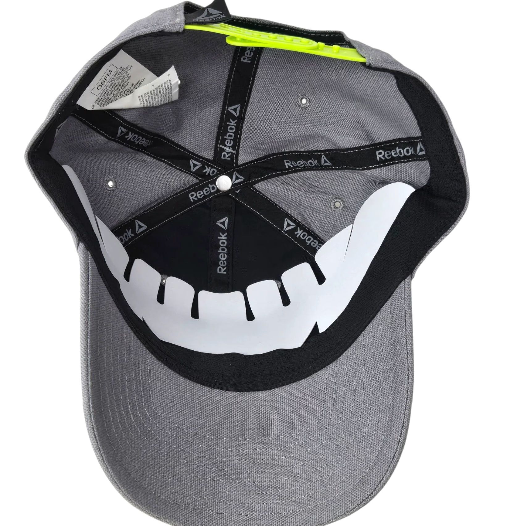 Reebok Reebok Adjustable Hat Gray Lime Green OSFA One Size Men's Baseball Cap New Embroidered Triangle Classic Outdoor Sports Metal Size ONE SIZE - 5 Thumbnail