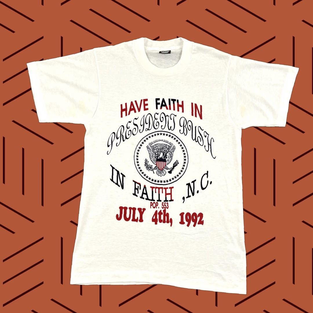 Vintage VINTAGE George H.W Bush Shirt Mens Small Presidential Campaign “Have Faith” 90s Shirt Mens Small White 90s USA Graphics Size US M / EU 48-50 / 2 - 1 Thumbnail