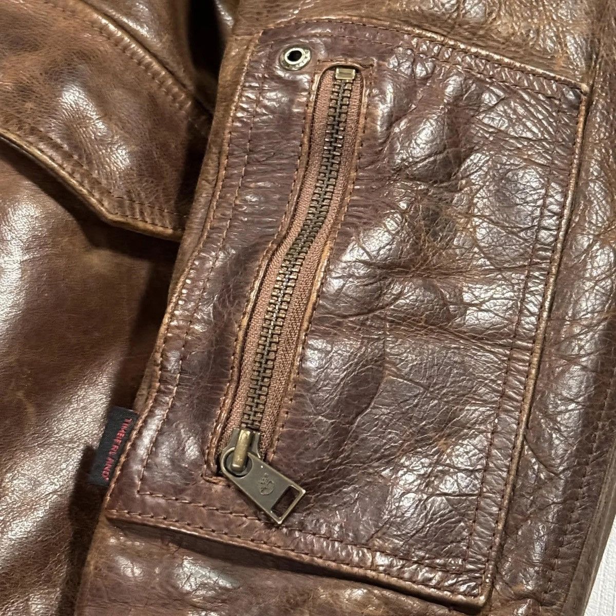 Timberland Vintage Timberland Weathergear Brown Leather Jacket (Size M) Size US M / EU 48-50 / 2 - 2 Thumbnail