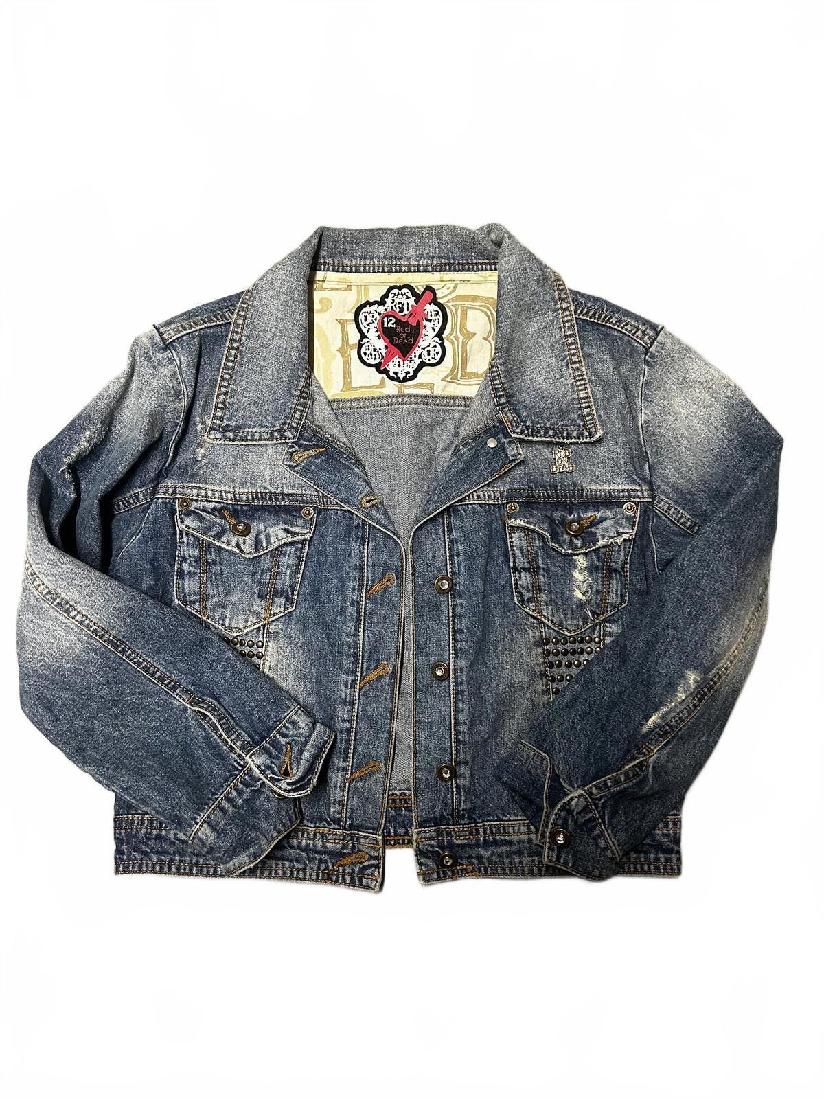 Designer Retro Denim Jacket with Unique Patches - Red Dead Collection Size M / US 6-8 / IT 42-44 - 2 Thumbnail