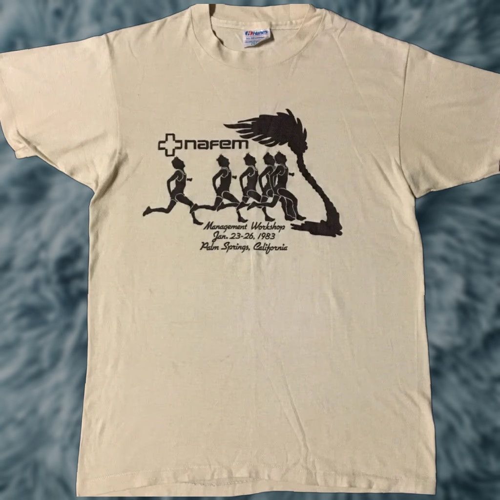 Vintage VINTAGE Nafem Management Workshop Faded Track Shirt M USA Beige Distressed 80s Grunge School Surf Rockabilly Punk Rock US Mens Shirt Size US M / EU 48-50 / 2 - 1 Thumbnail