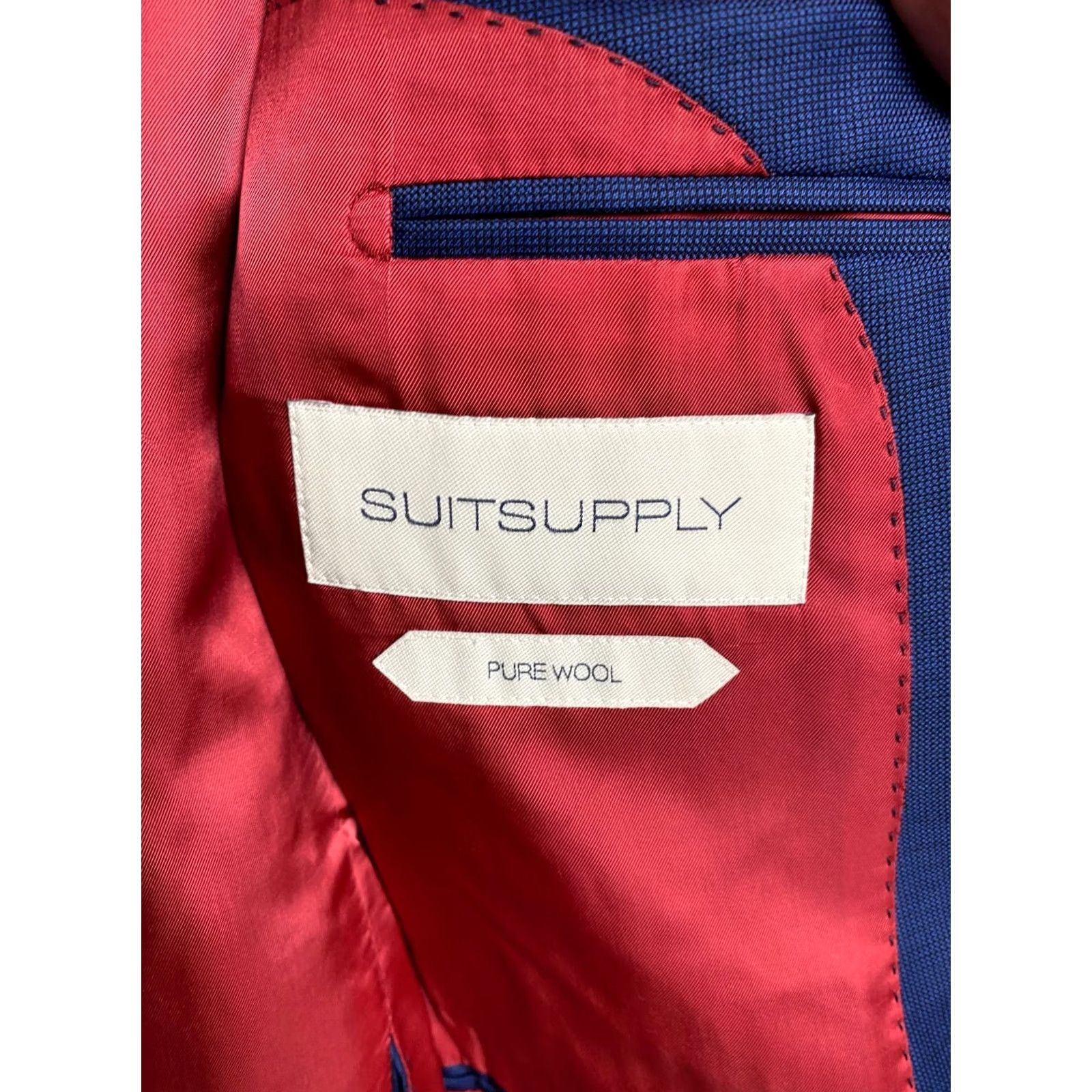 Suitsupply Suitsupply Blazer - 2 Piece Wool Suit Jacket + Pants 48R Blue Mens Vintage Style Two-Button Front Size 48R - 4 Thumbnail