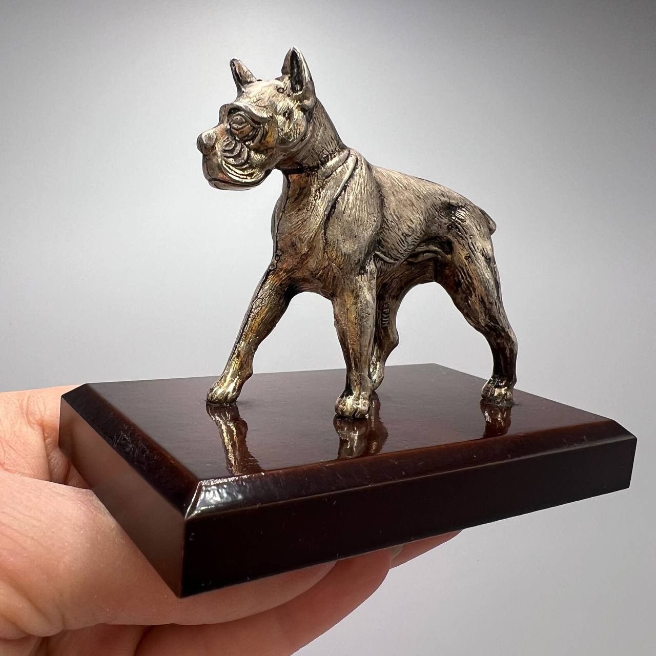 Vintage Vintage Collectible Figure Statue Silver Plated Boxer Dog Size ONE SIZE - 1 Thumbnail
