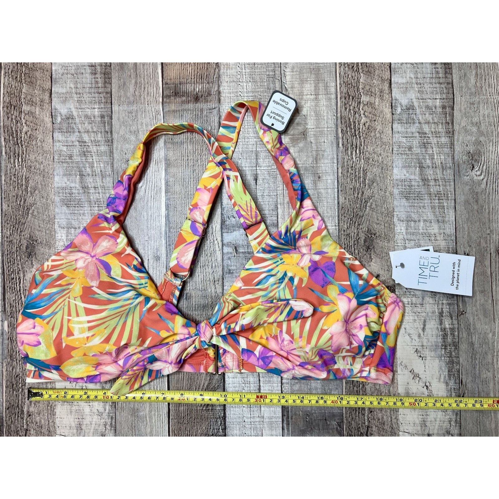 Other Time and Tru Tropical Floral Bikini Swimsuit Yellow 2pc NWT Size XXL / US 16-18 / IT 52-54 - 12 Thumbnail