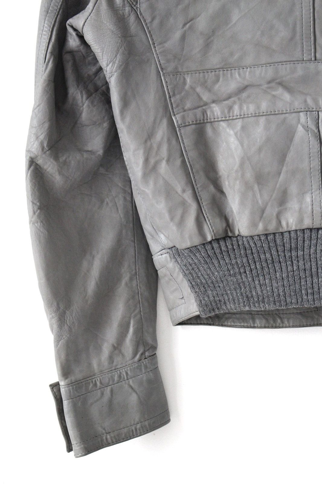 Vintage 1990S MICHEL CORBIER ASH GREY LEATHER ZIP TRUCKER JACKET Size US S / EU 44-46 / 1 - 7 Thumbnail