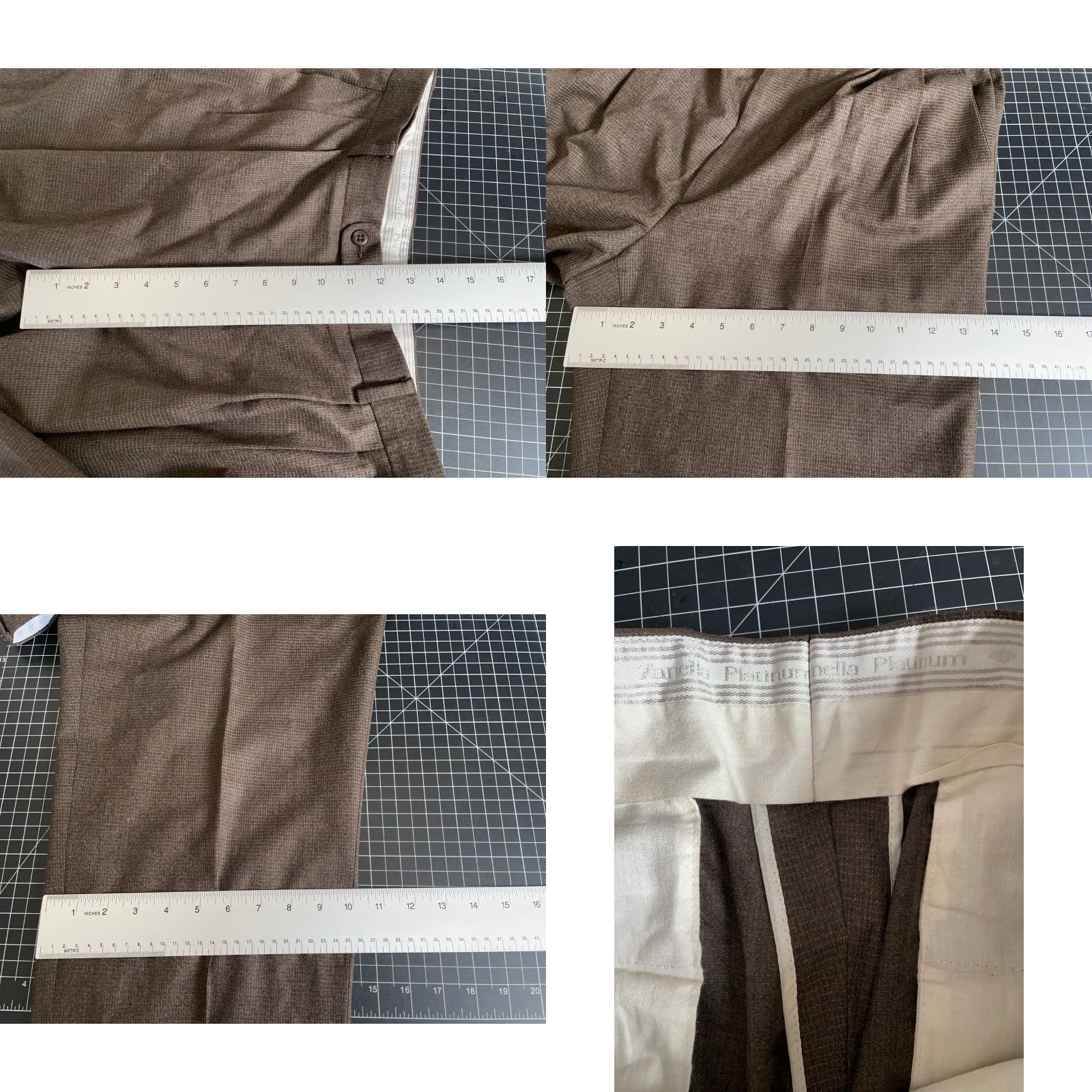 Zanella Zanella Mens Dress Pants Brown Wool Cuffed Pleated 33 x 26 Zip Fly 34 Regular Inseam 26 in Italy Vintage No Size US 33 - 8 Thumbnail