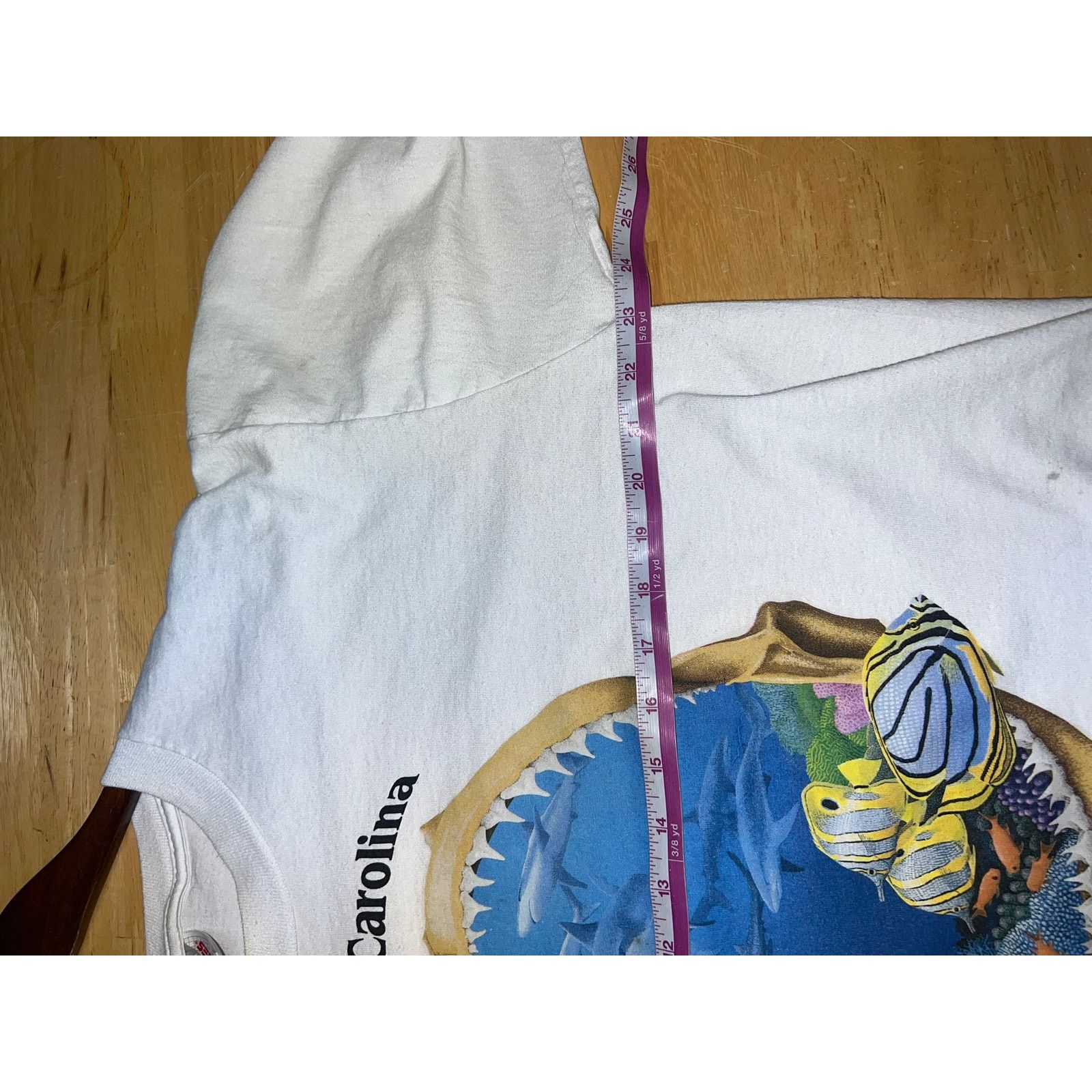 Jerzees Vintage North Carolina Ocean Shirt Fish Shark Stained Paint Size US XL / EU 56 / 4 - 11 Thumbnail