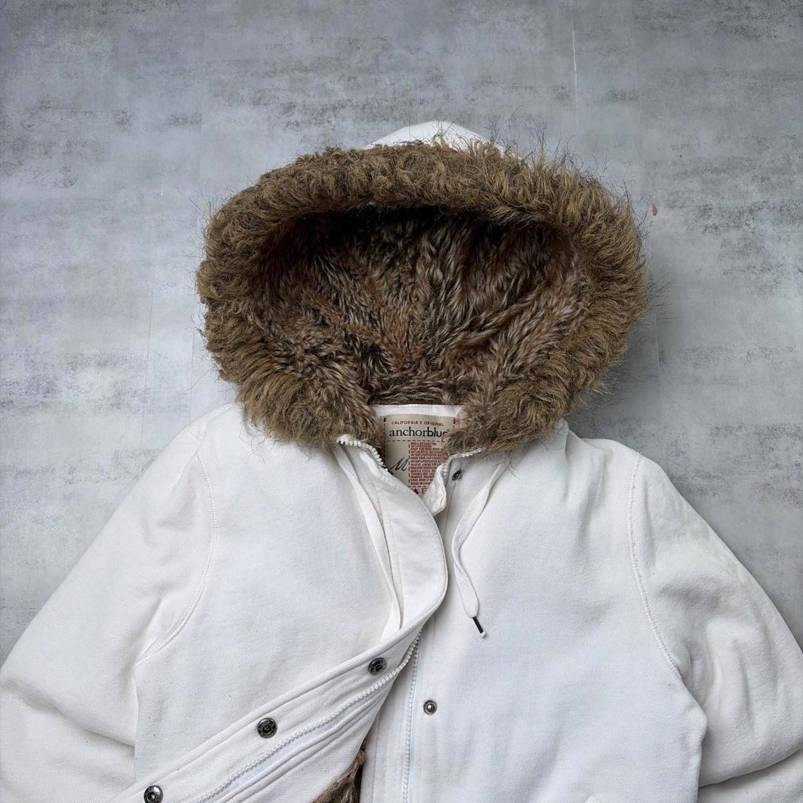 Anchor Blue Y2K White Anchor Blue Grunge Faux Fur Lined Bomber Jacket Size M / US 6-8 / IT 42-44 - 3 Thumbnail