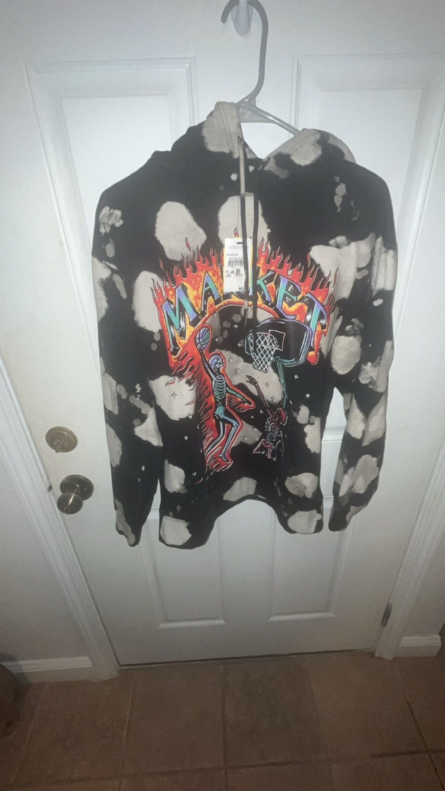 image of Chinatown Market Skeleton Basketball Hoodie in Black, Men's (Size Medium)