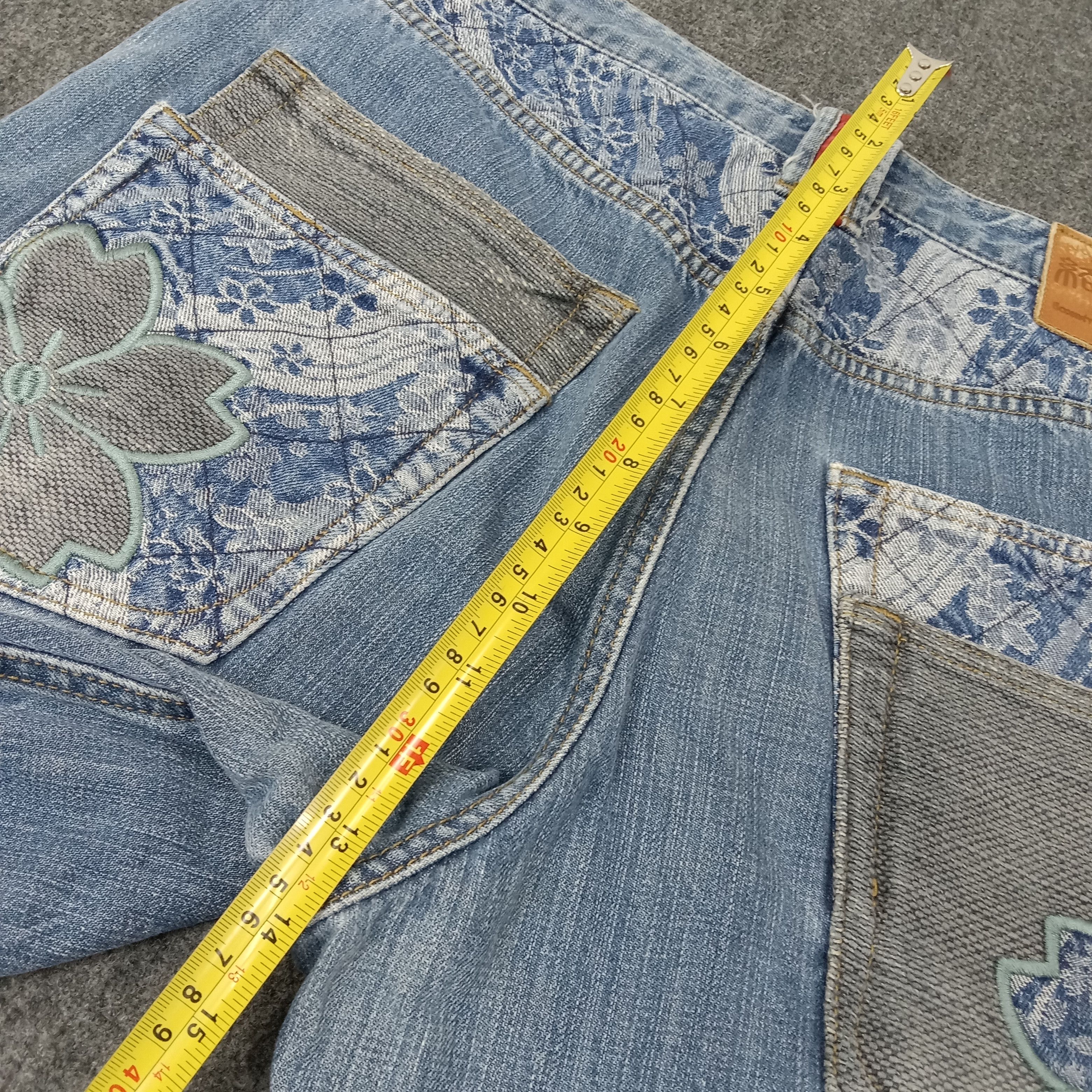 Karakuri Tamashii Karakuri Tamashii Japan Embroidery Flower Denim Jean C252N29 Size US 33 - 9 Thumbnail