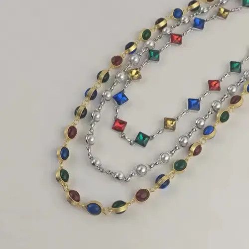 Jewelry Colorful Round Beads Pearl Pants Chain Size ONE SIZE - 6 Thumbnail
