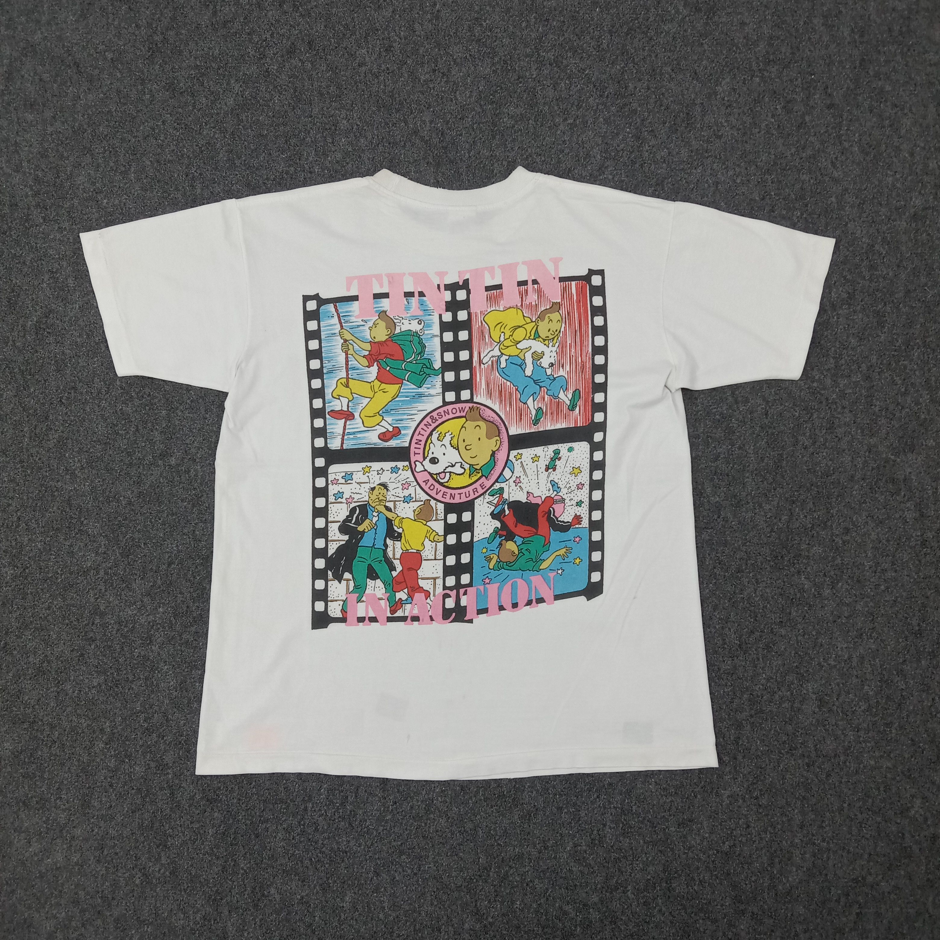 Vintage Adventure of Tintin American Cartoon Tshirt C267N50 Size US L / EU 52-54 / 3 - 1 Thumbnail
