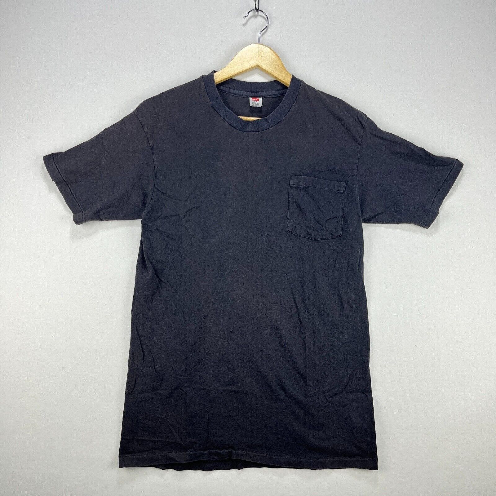 Vintage 90s Faded Blank Black T Shirt Single Stitch XL