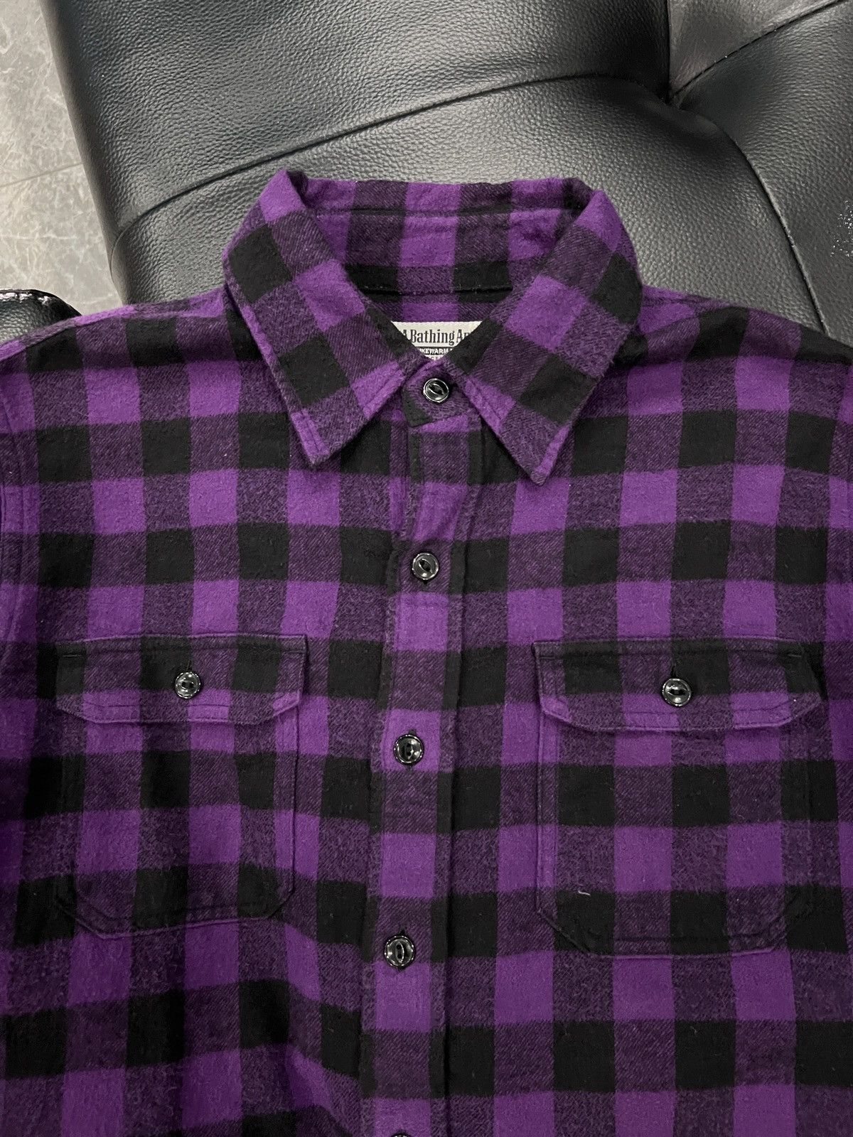 Bape A Bathing Ape OG 2000s Purple & Black Plaid Flannel Shirt Size US S / EU 44-46 / 1 - 4 Thumbnail