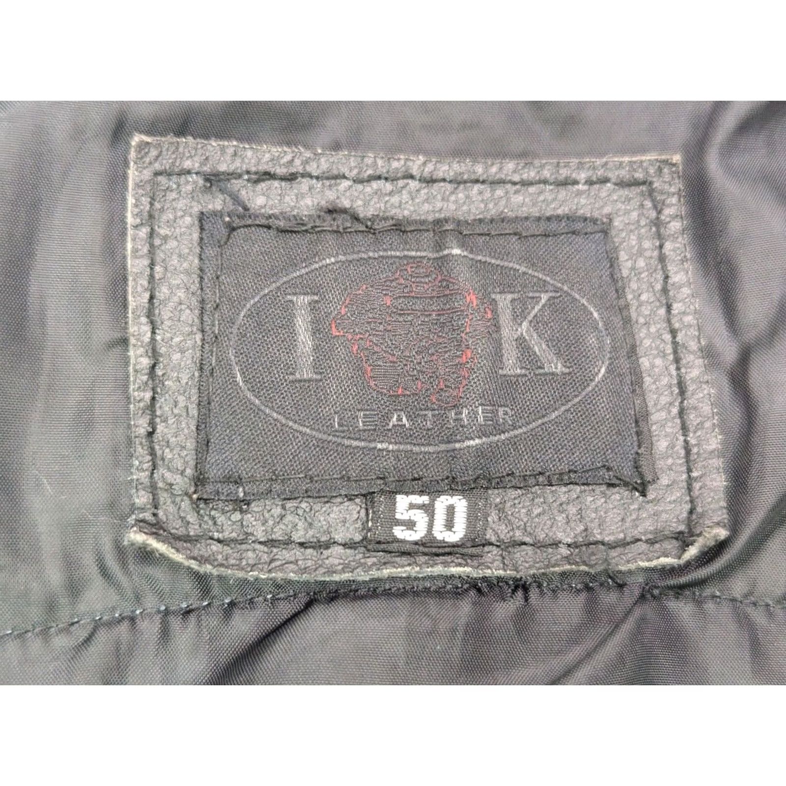 Vintage IK VTG Leather Motorcycle Riding Vest Men 50 Black Lace Pocket Snap Front Mid-Length Vest Mens Leather IK Size US M / EU 48-50 / 2 - 4 Thumbnail