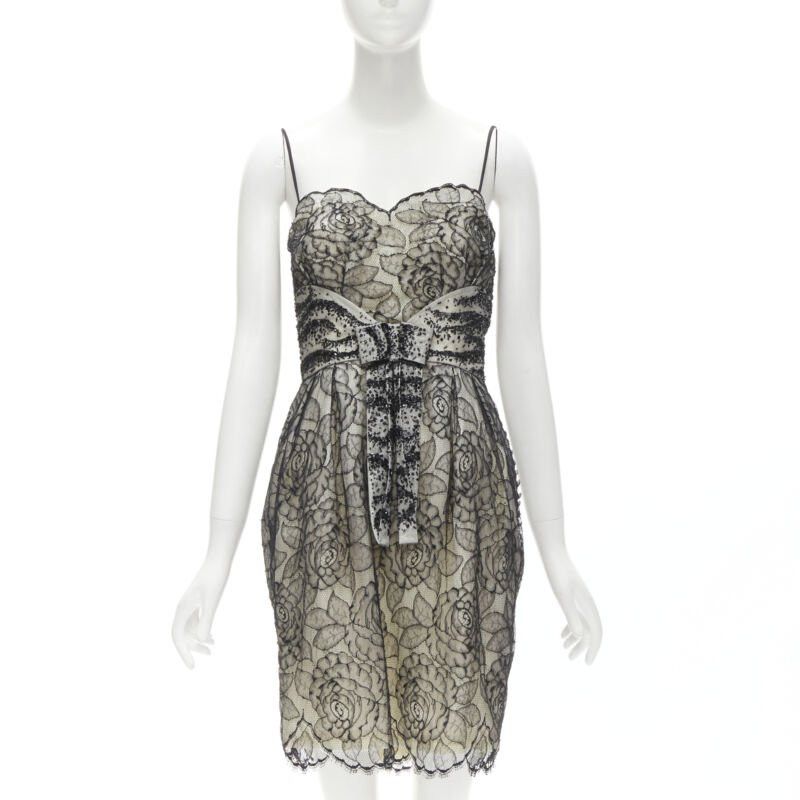 Dior CHRISTIAN DIOR JOHN GALLIANO 2011 Runway lace bead embellished bow dress FR36 S Size XS / US 0-2 / IT 36-38 - 1 Thumbnail