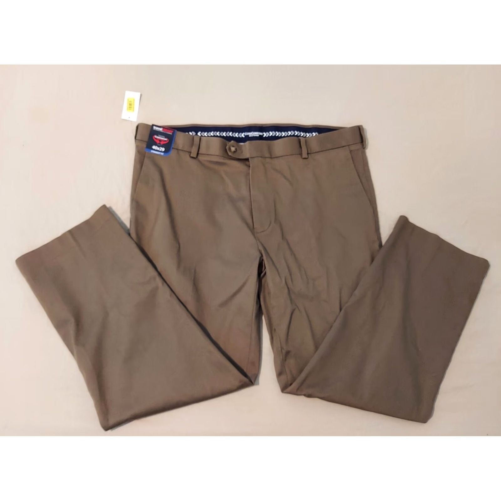 Roundtree & Yorke VINTAGE Mens New Roundtree & Yorke Khaki Dress Pants 40x29 Cotton Slack Chino Trouser Size US 40 / EU 56 - 4 Thumbnail
