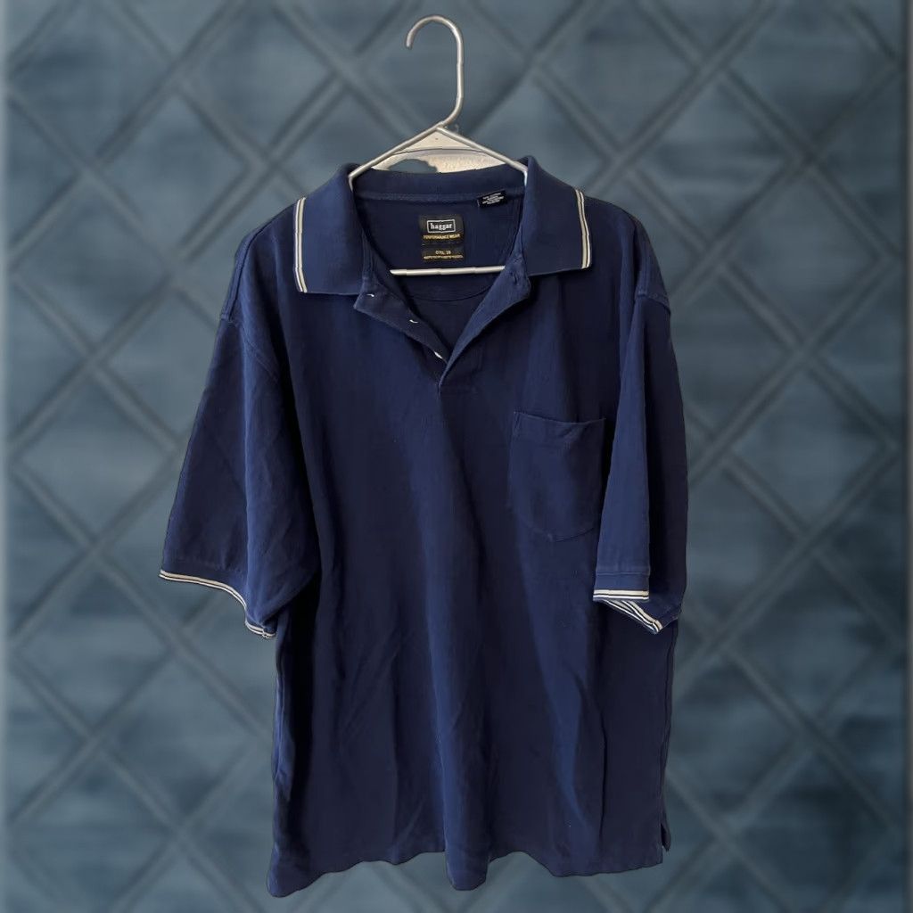 Haggar Haggar Men's Polo Shirt Navy Blue Short Sleeve XL Performance Wear Cool 18 Polo Shirt Size US XL / EU 56 / 4 - 1 Thumbnail