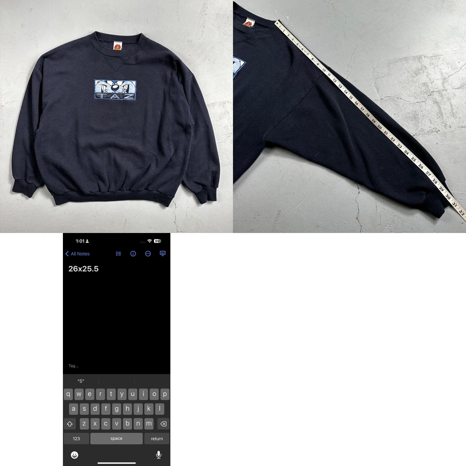 Vintage VINTAGE Looney Tunes Sweatshirt XL Navy Logo Crew Neck Men 90s College Sports Football TAZ Size US XL / EU 56 / 4 - 8 Thumbnail
