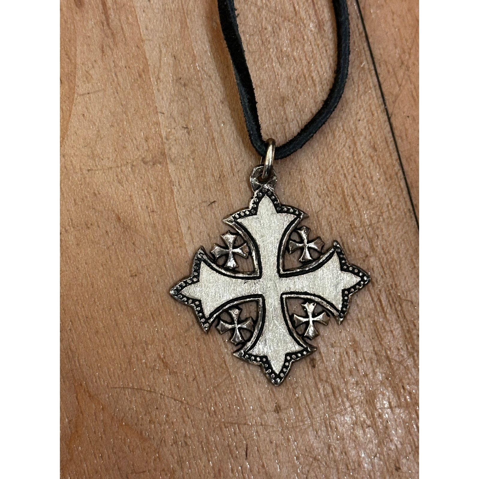Vintage Vintage 900 Silver Jeruselum Cross Religious Necklace Size ONE SIZE - 5 Thumbnail