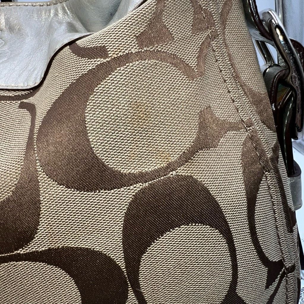 Coach COACH Signature ZOE HOBO Khaki/metallic Jacquard Leather Bag Size ONE SIZE - 2 Thumbnail