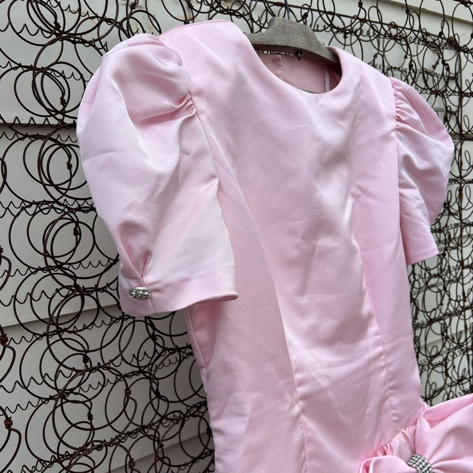 Vintage Betsy & Adam Pink Drop Waist Puff Sleeve Ruffle Prom Dress Size S / US 4 / IT 40 - 7 Thumbnail