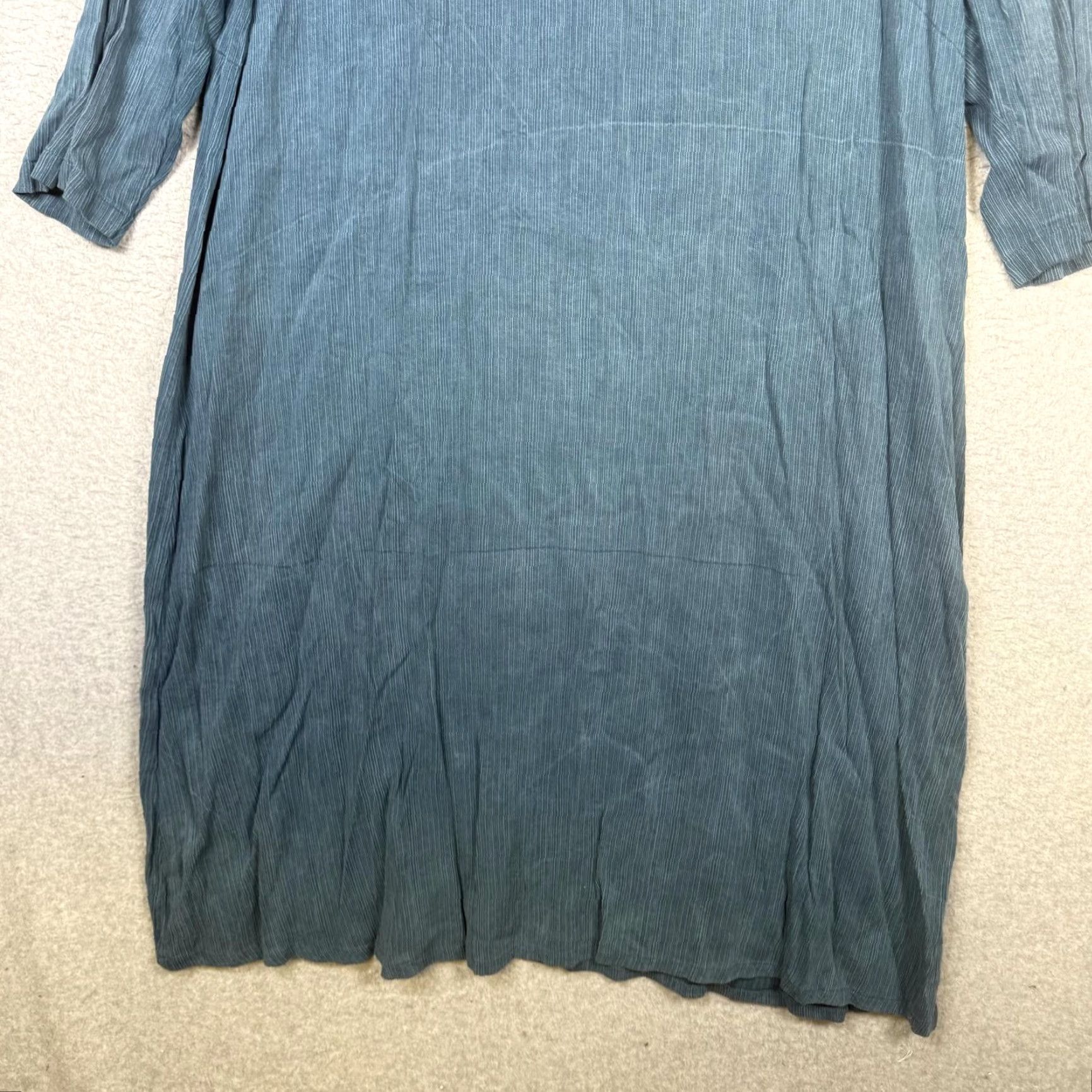 Eileen Fisher VINTAGE Eileen Fisher Dress Blue A-Line Midi 3/4 Sleeve Women Large L Ladies 90s Size L / US 10 / IT 46 - 3 Thumbnail