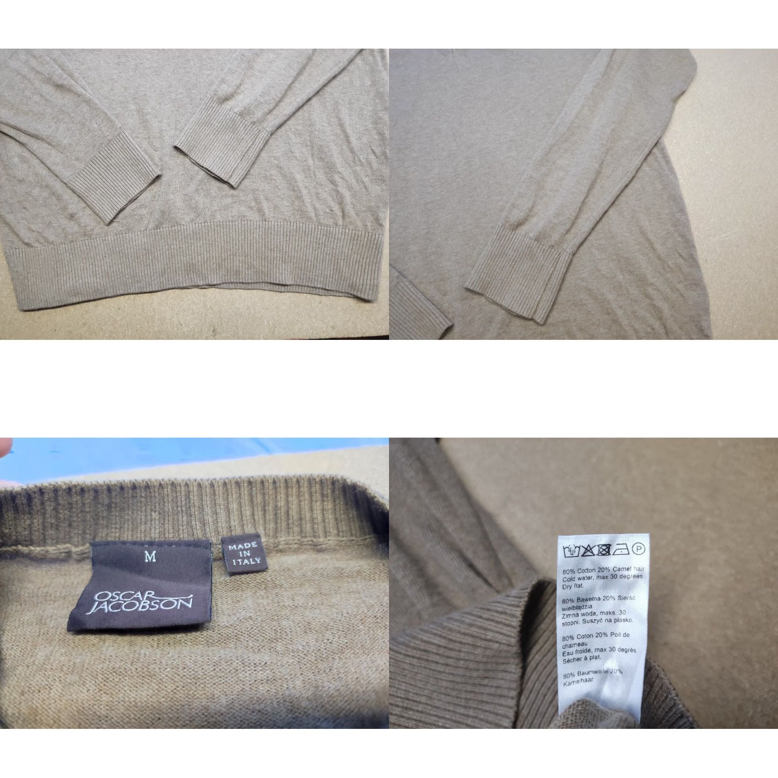 Oscar Jacobson Oscar Jacobson Mens Sweater Size M Jumper Beige Plain V-Neck Top Pullover Soft Knit Merino Wool Casual Regular Stripes? (Note: No new info allowed) Size US M / EU 48-50 / 2 - 8 Thumbnail