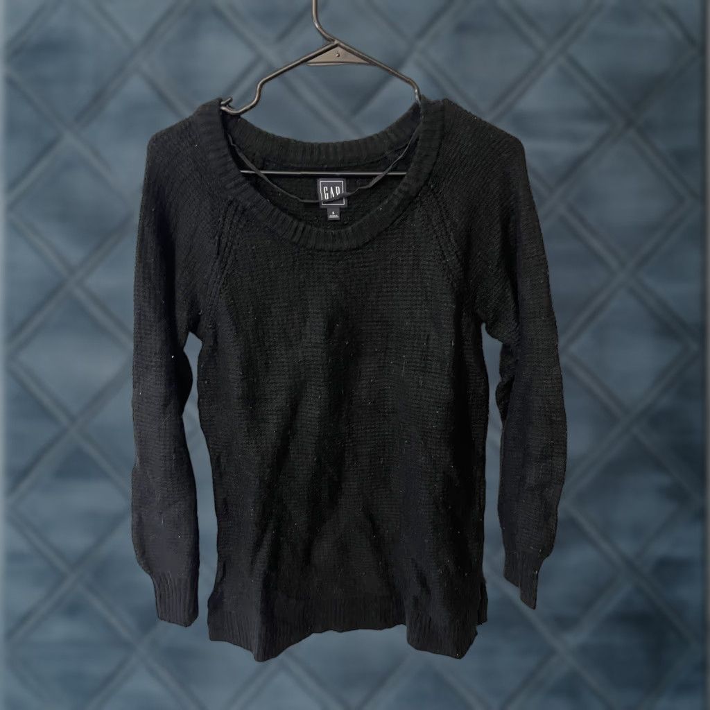 Gap VINTAGE Gap Women Solid Long Sleeve Round Neck T-Shirt Small Black Basic Oversized Size S / US 4 / IT 40 - 1 Thumbnail