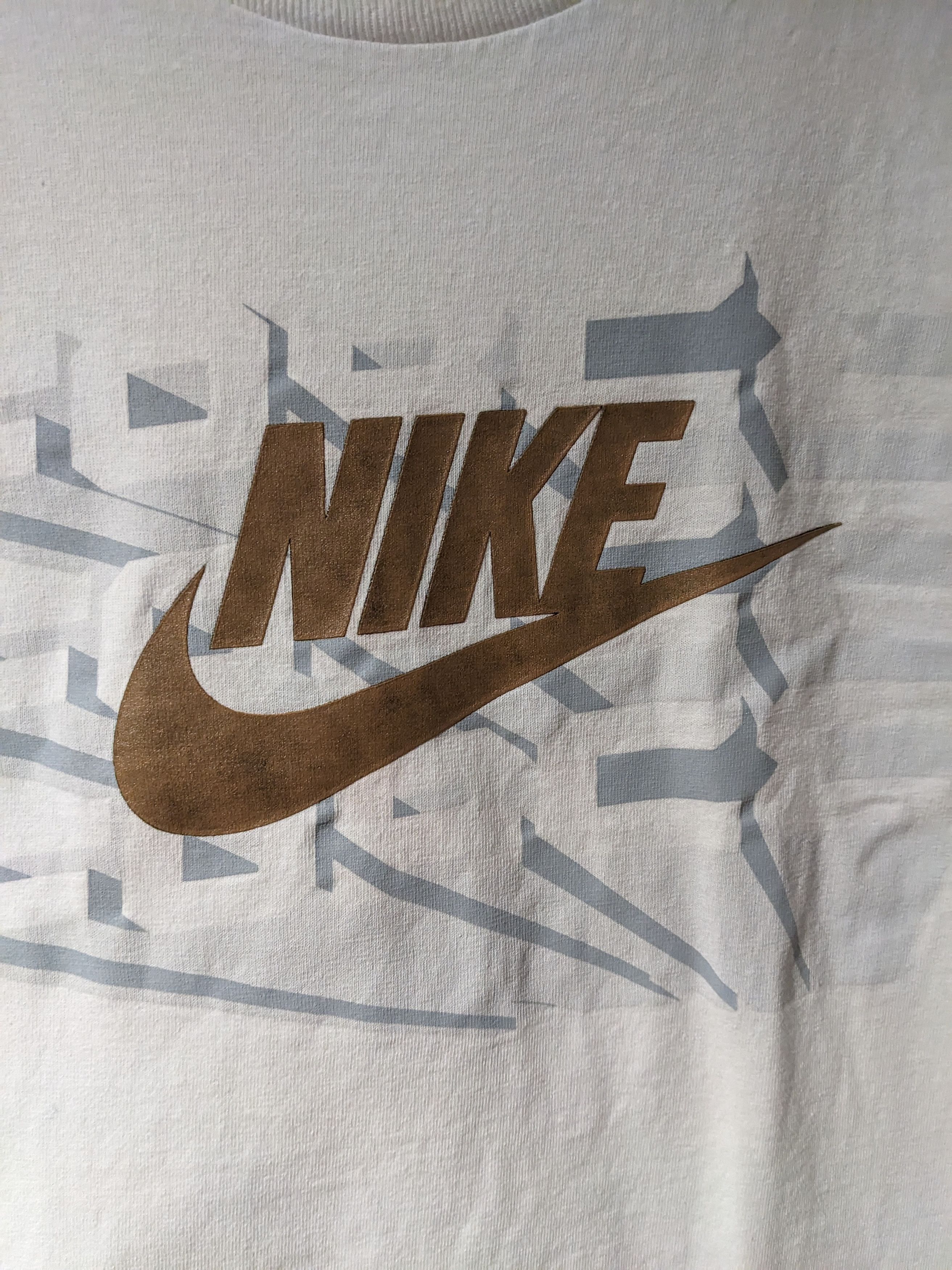 Nike × Vintage Vintage Y2K Nike Big Swoosh Check White Large T-Shirt Size US L / EU 52-54 / 3 - 2 Thumbnail