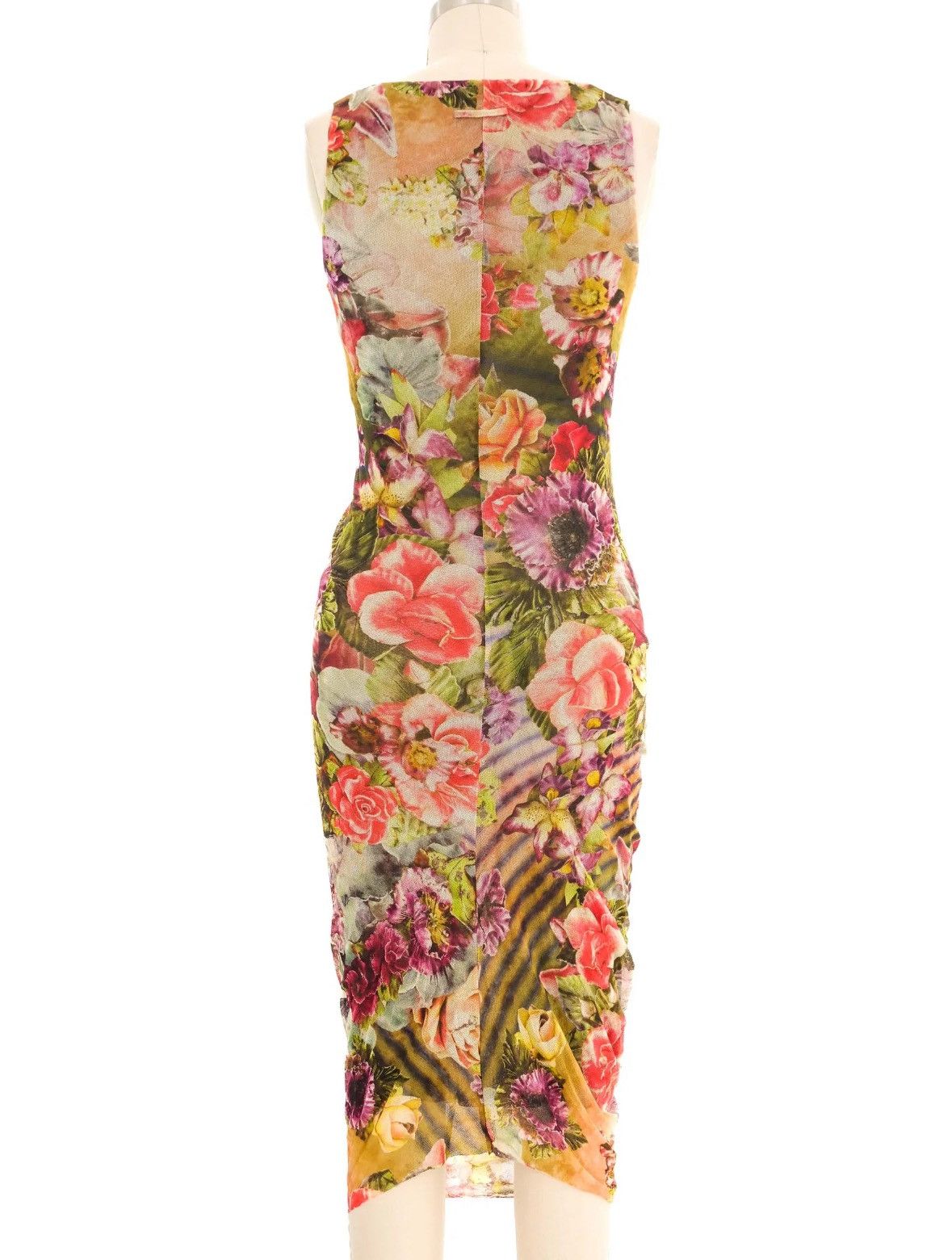 Jean Paul Gaultier Jean Paul Gaultier Ruched Floral Mesh Dress Size ONE SIZE - 3 Thumbnail