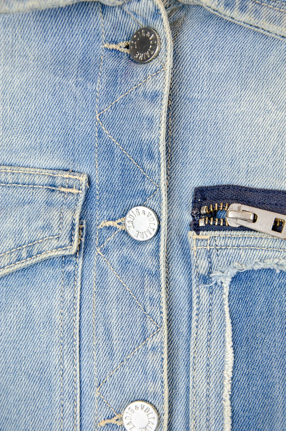 Zadig & Voltaire Zadig Voltaire Patchwork Denim Jacket Blue Distressed - S Size S / US 4 / IT 40 - 8 Thumbnail