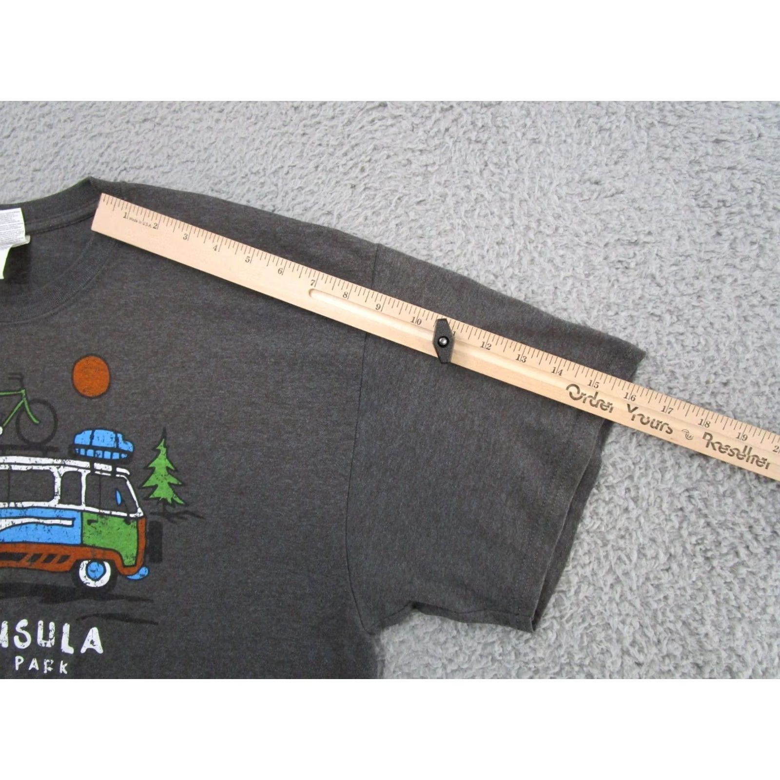 Gildan Peninsula State Park Wisconsin Van Bike Logo Shirt Mens XL Gray Outdoor Hiking Size US XL / EU 56 / 4 - 4 Thumbnail