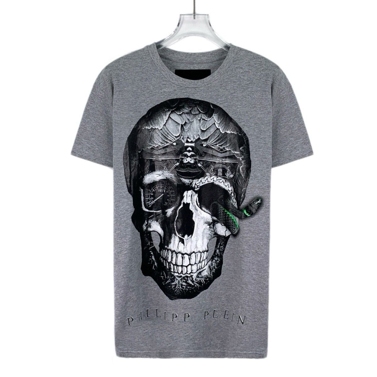 Philipp Plein Philipp Plein Gray Skull Print Crew Neck T-shirt K26WX Size US M / EU 48-50 / 2 - 1 Thumbnail