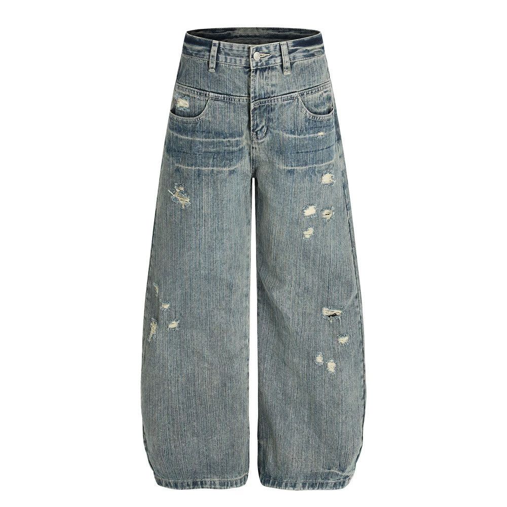 Jean Men's retro punk ripped distressed washed jeans Size US 32 / EU 48 - 1 Thumbnail