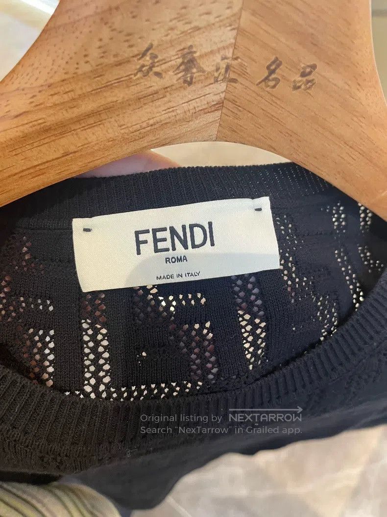 Fendi Fendi Cut-Out Black Full Print Logo Knit Crop Top Size XS / US 0-2 / IT 36-38 - 3 Thumbnail